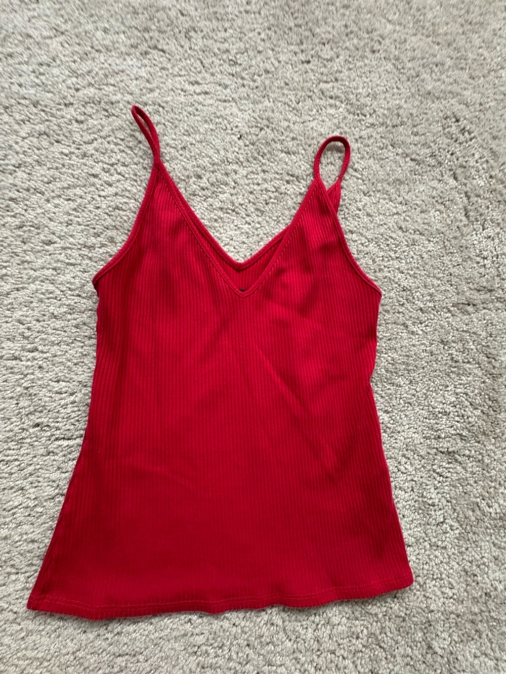 Reformation Red Ribbed V-Neck Cami